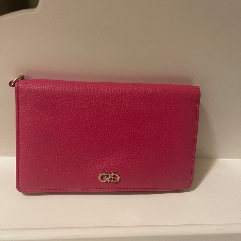 Cole Hann flap pink leather wallet